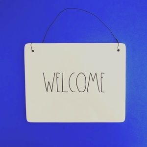 Rae Dunn hanging WELCOME sign